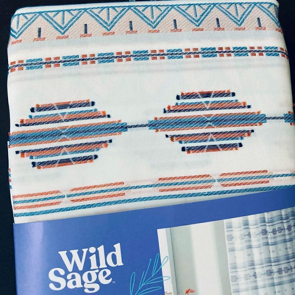 Wild Sage Boho Fabric Shower Curtain Southwest Aztec Print